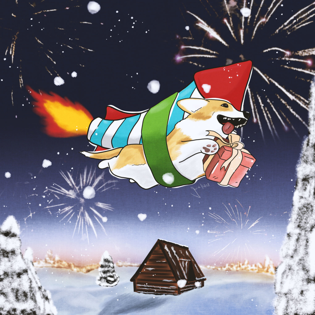 Weihnachtsgeschichte Corgi Georgie auf der Rakete